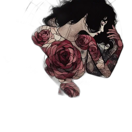 flower, dress, crown, mask, watercolor, concept art, comic book art, pixel art transparent PNG cut-out