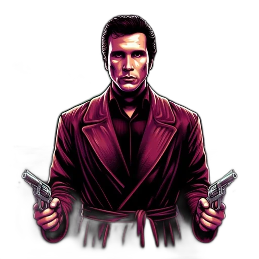 jacket, weapon, staff, comic book art, pixel art, concept art, cyberpunk, figure transparent PNG cut-out