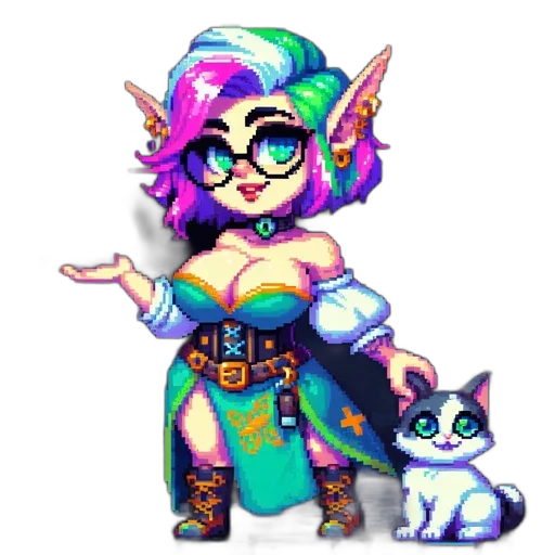 staff, pixel art, fantasy art, concept art, vaporwave, pastel, colorful, neon transparent PNG cut-out