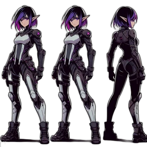 robot, concept art, cyberpunk, comic book art, fantasy art, dark, monochrome, neon transparent PNG cut-out