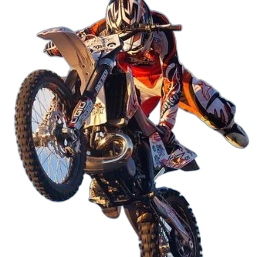 animal, photorealistic, 3d render, concept art, motocross, rider, mid-air, wearing transparent PNG cut-out
