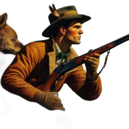 weapon, animal, hat, staff, concept art, photorealistic, comic book art, oil painting transparent PNG cut-out