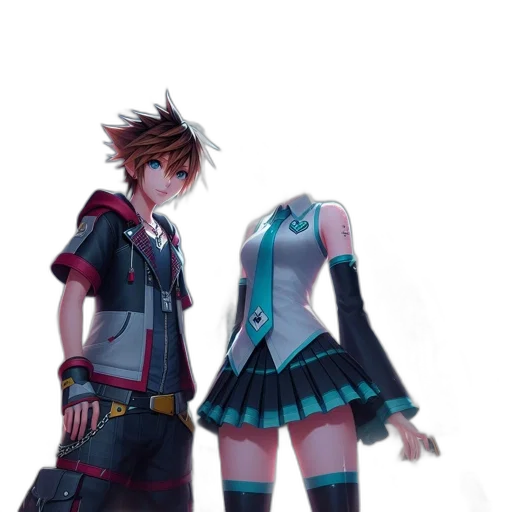 dress, jacket, staff, weapon, concept art, cyberpunk, 3d render, anime transparent PNG cut-out