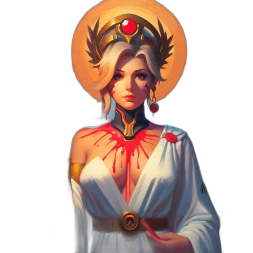 staff, crown, dress, concept art, pixel art, fantasy art, comic book art, red transparent PNG cut-out