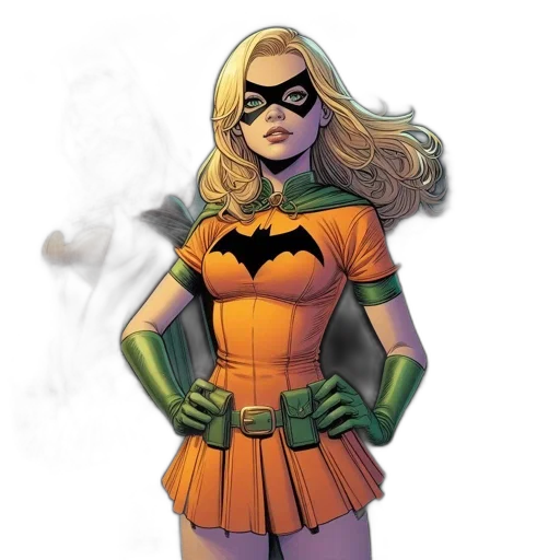comic book art, concept art, cartoon, fantasy art, green, neon, two, bat-themed transparent PNG cut-out