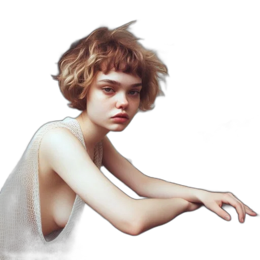 hair, dress, face, creature, photorealistic, concept art, oil painting, fantasy art transparent PNG cut-out