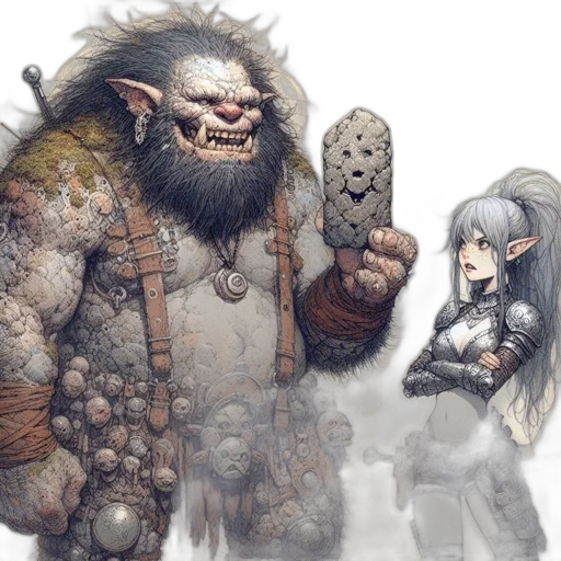 creature, concept art, fantasy art, comic book art, snow, fog, mossy, wild transparent PNG cut-out
