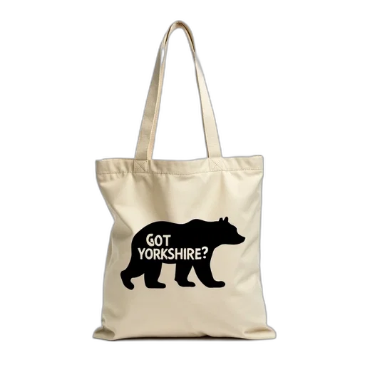 beige, tote, bag, black, bear, silhouette, phrase, got transparent PNG cut-out