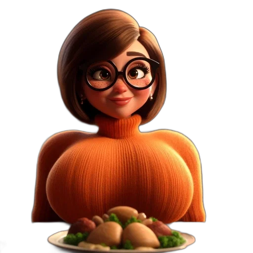 food, dress, 3d render, cartoon, concept art, photorealistic, animated, female transparent PNG cut-out