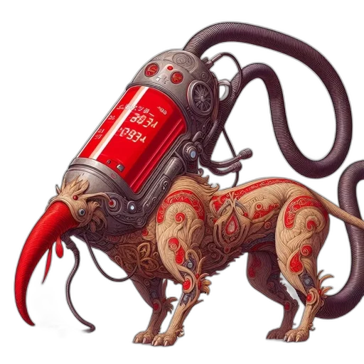 robot, dragon, creature, animal, concept art, cyberpunk, fantasy art, 3d render transparent PNG cut-out
