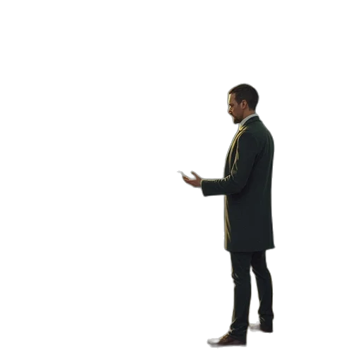 jacket, staff, robot, umbrella, concept art, 3d render, terrible, thing transparent PNG cut-out