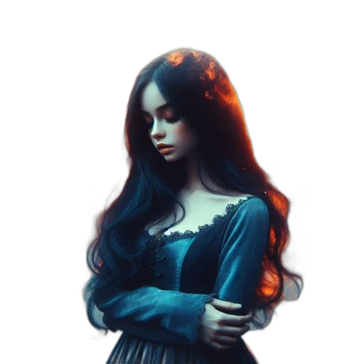dress, crown, face, hair, fantasy art, concept art, pixel art, comic book art transparent PNG cut-out