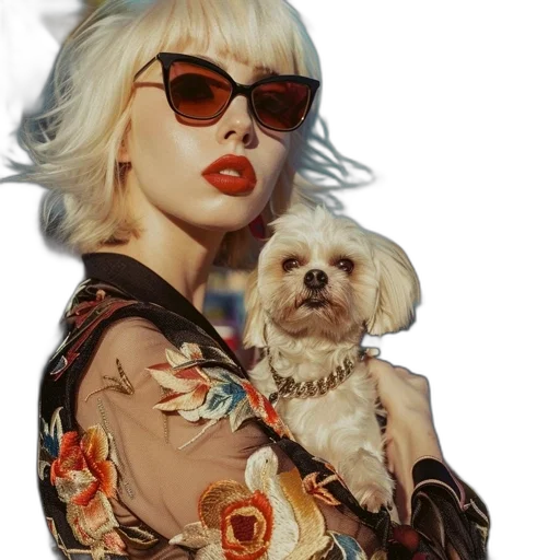 jacket, animal, photorealistic, concept art, oil painting, cartoon, woman, platinum transparent PNG cut-out