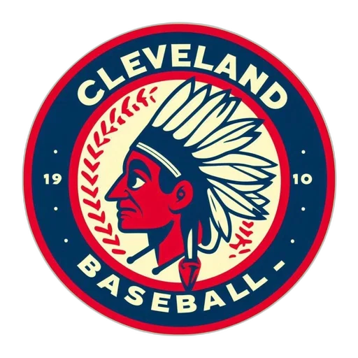 cleveland, baseball, team, logo, features, red, blue, circle transparent PNG cut-out