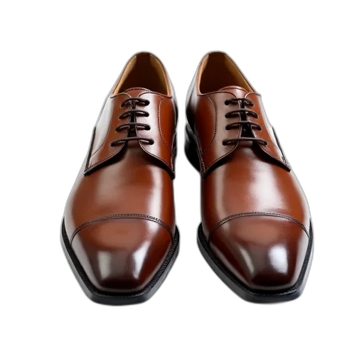 shoes, photorealistic, 3d render, pair, brown, leather, dress, laces transparent PNG cut-out