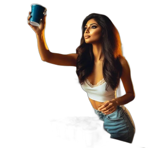 concept art, photorealistic, cartoon, fantasy art, neon lights, young, woman, long transparent PNG cut-out