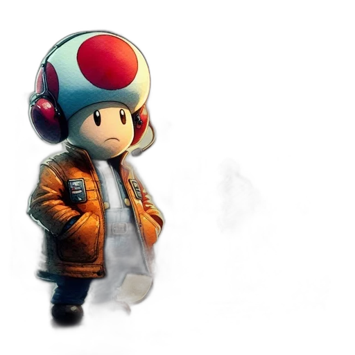 jacket, robot, concept art, pixel art, 3d render, comic book art, outer space, toad transparent PNG cut-out
