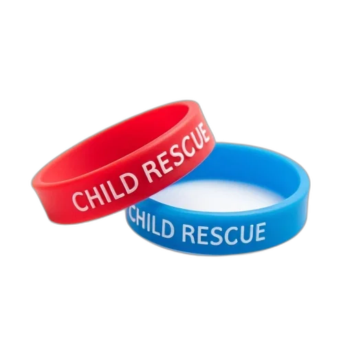 two, red, blue, silicone, bracelets, text, child, rescue transparent PNG cut-out