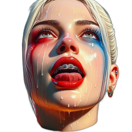 face, mask, photorealistic, 3d render, concept art, cyberpunk, neon lights, outer space transparent PNG cut-out