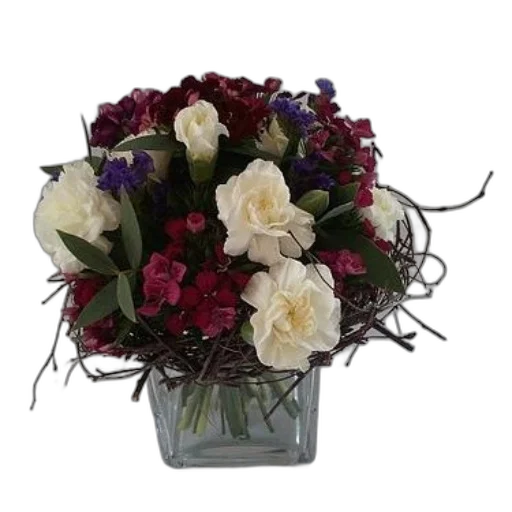 crown, flower, photorealistic, vibrant, arrangement, featuring, white, carnations transparent PNG cut-out