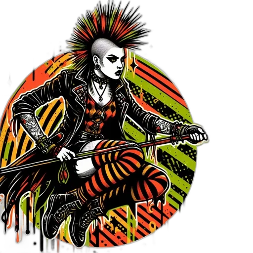comic book art, concept art, cartoon, fantasy art, punk-haired, individual, punk, attire transparent PNG cut-out