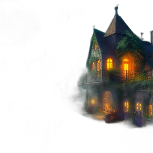 concept art, fantasy art, pixel art, watercolor, fog, night, city street, fire transparent PNG cut-out