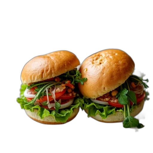 food, photorealistic, 3d render, plate, two, large, sandwiches, various transparent PNG cut-out