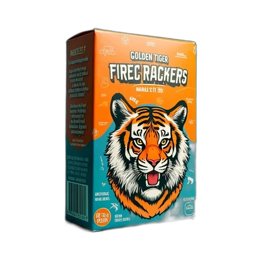 3d render, fire, vibrant, orange, blue, package, tiger, illustration transparent PNG cut-out
