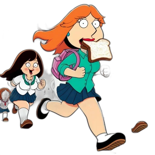 cartoon, concept art, comic book art, three, animated, characters, including, orange-haired transparent PNG cut-out