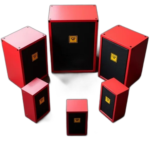 jewelry, furniture, 3d render, red, collection, six, black, speakers transparent PNG cut-out