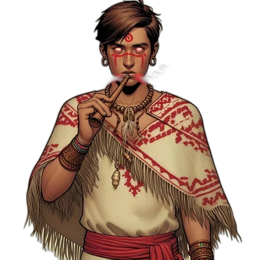 staff, concept art, comic book art, fantasy art, pixel art, red, earth tones, mystical transparent PNG cut-out