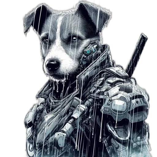 animal, robot, weapon, cyberpunk, comic book art, concept art, photorealistic, armored transparent PNG cut-out