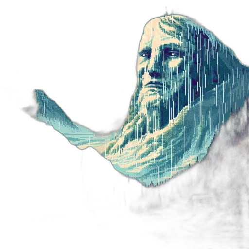 hair, creature, sword, face, vaporwave, concept art, fantasy art, photorealistic transparent PNG cut-out
