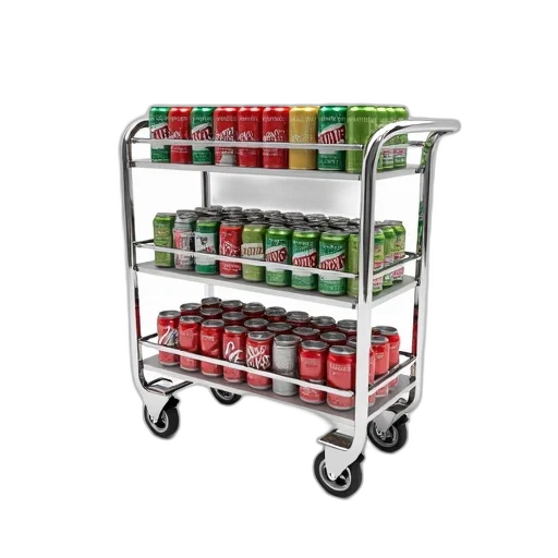 food, furniture, bottle, 3d render, shiny, metal, cart, four transparent PNG cut-out