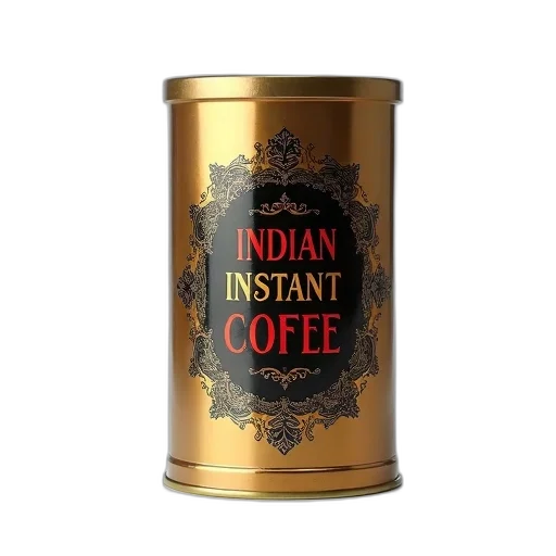 can, indian, instant, coffee, gold, black, label, featuring transparent PNG cut-out