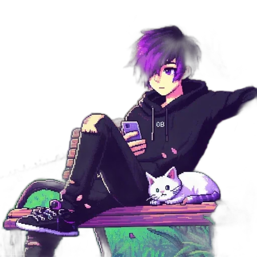 jacket, anime, pixel art, cartoon, fantasy art, monochrome, dark, neon transparent PNG cut-out