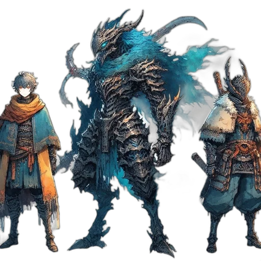 dragon, concept art, fantasy art, comic book art, 3d render, blue, monochrome, dark transparent PNG cut-out