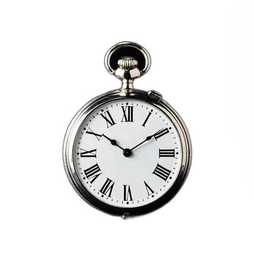jewelry, silver, pocket, watch, white, face, black, roman transparent PNG cut-out