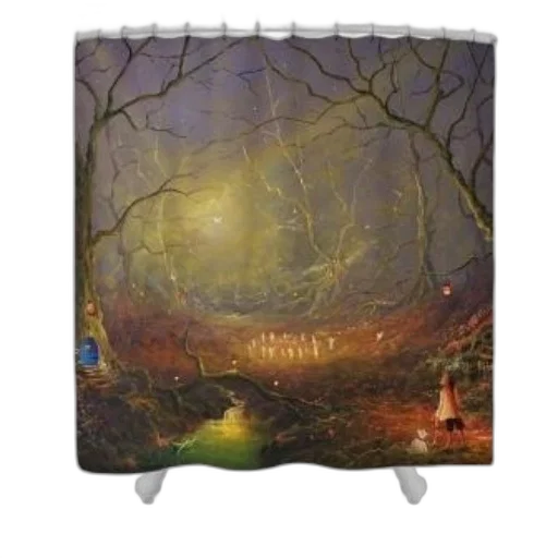 umbrella, furniture, fantasy art, oil painting, concept art, fog, forest, night transparent PNG cut-out