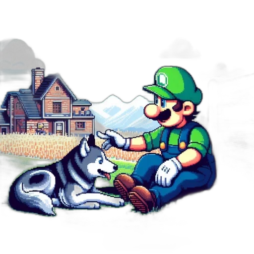 animal, pixel art, concept art, fantasy art, watercolor, fog, snow, green transparent PNG cut-out
