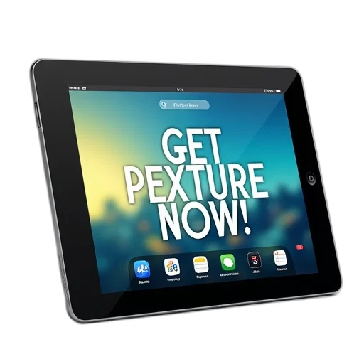 tablet, displaying, graphic, text, get, pexture, now, large transparent PNG cut-out