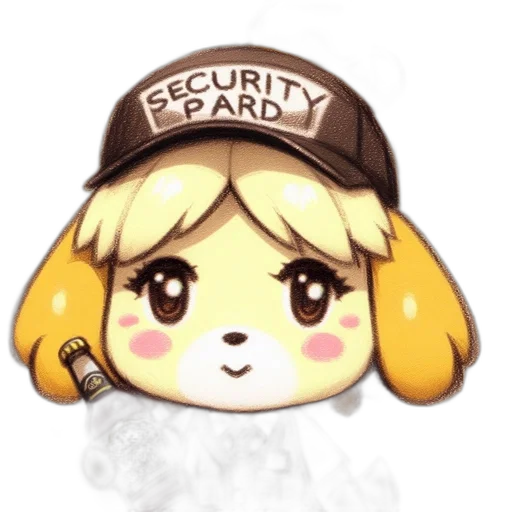 staff, hat, pixel art, anime, cartoon, concept art, chibi-style, character transparent PNG cut-out