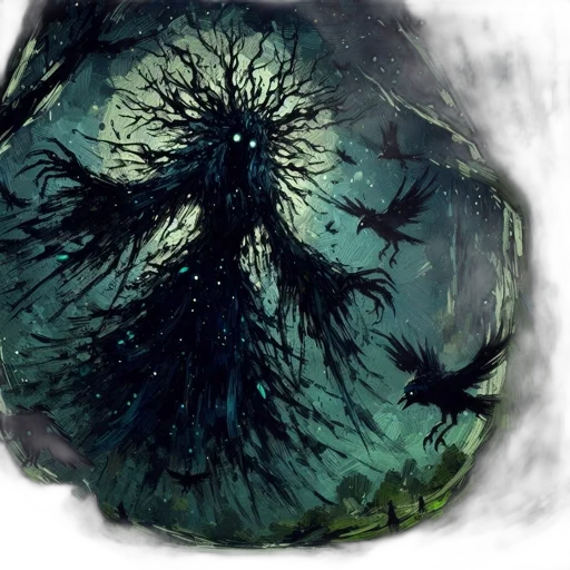 tree, creature, mask, crown, concept art, fantasy art, watercolor, photorealistic transparent PNG cut-out