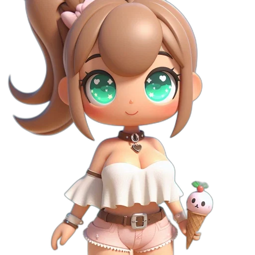 staff, dress, weapon, 3d render, concept art, anime, cartoon, chibi-style transparent PNG cut-out