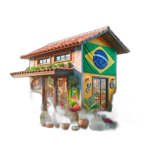 building, furniture, umbrella, 3d render, pixel art, concept art, photorealistic, traditional transparent PNG cut-out