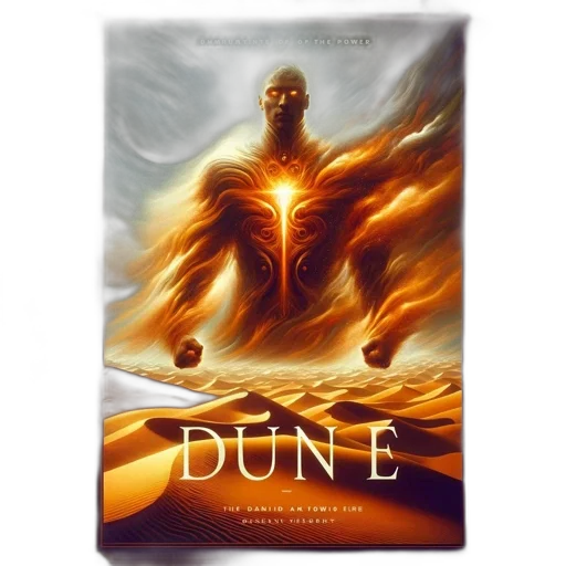 concept art, fantasy art, comic book art, fire, poster, dune, figure, encased transparent PNG cut-out