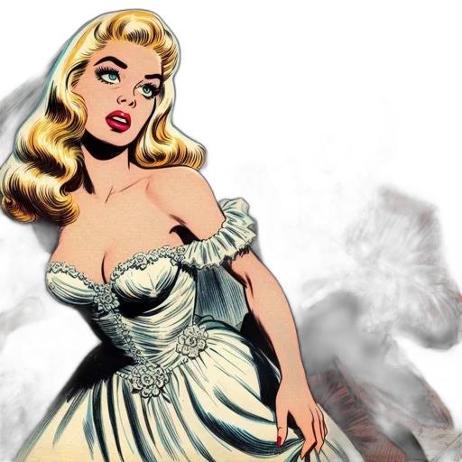 dress, comic book art, fantasy art, concept art, cartoon, vintage-style, comic, illustration transparent PNG cut-out