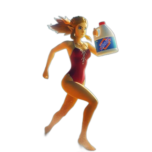 bottle, dress, 3d render, concept art, photorealistic, vaporwave, underwater, blonde-haired transparent PNG cut-out