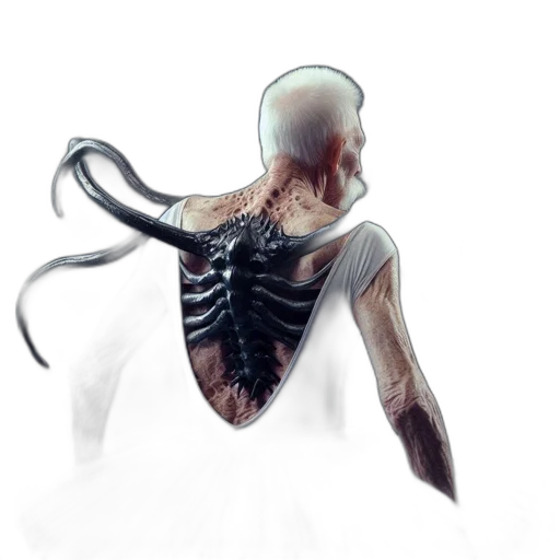 creature, robot, mask, hair, concept art, 3d render, fantasy art, cyberpunk transparent PNG cut-out