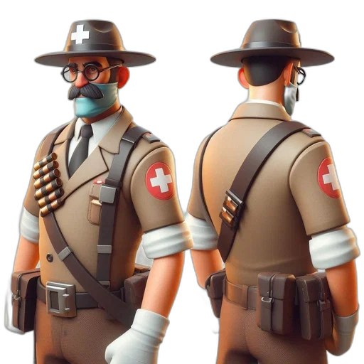 staff, jacket, hat, weapon, concept art, 3d render, fantasy art, 3d-rendered transparent PNG cut-out